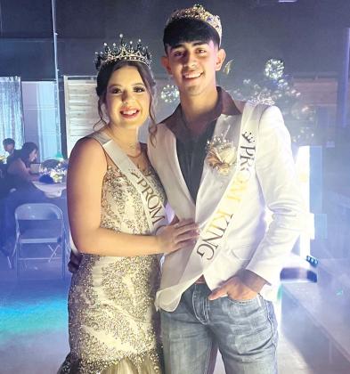 Seniors Madison Turley and Elijah Gonzales are crowned as Prom Queen and King at the annual prom Saturday, May 11 at Double N Cowboy Church. Courtesy photo