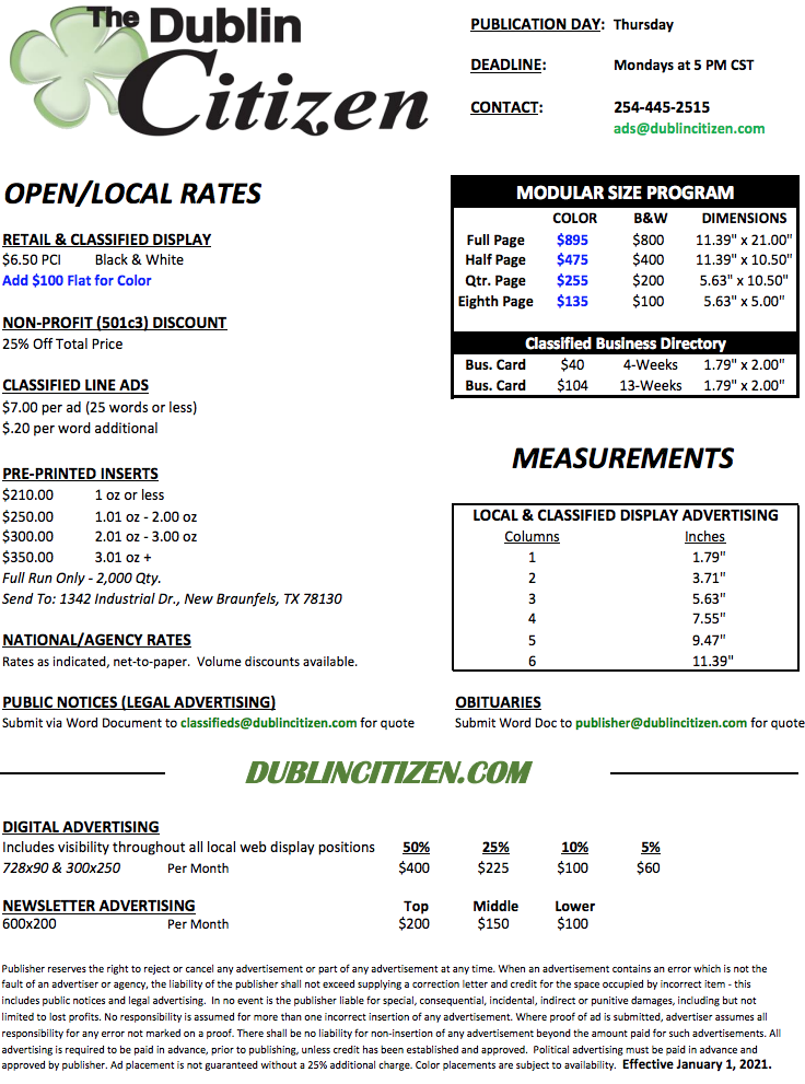 Rate Card