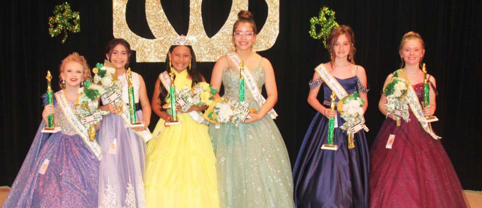 From left are Junior Miss Congeniality 2024 Evelyn Akard, Junior Miss Dublin Second Runner up Kenzie Gaitan, Junior Miss Dublin 2024 Scarlett Salazar, Junior Miss Dublin First Runner Up Natalie Fulbright, Junior Miss Most Ticket Sales 2024 Clara Lanting and Most Photogenic 2024 Charlotte Meador. Wyndi Veigel-Gaudette | Citizen staff photo