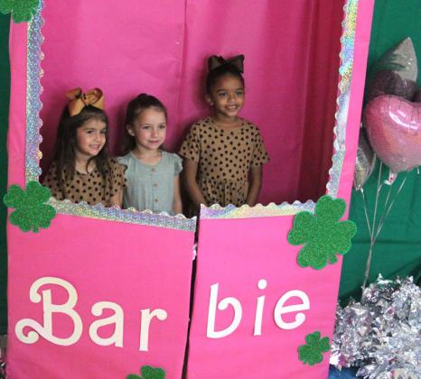 Girls and adults alike flock to a Barbie box selfie station at the Little Miss Dublin and Miss Dublin and Junior Miss Dublin pageants organized by the Dublin Chamber of Commerce over the St. Patrick’s Day weekend. Paul Gaudette | Citizen staff photo