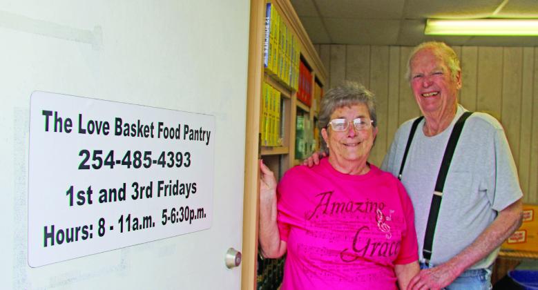 Above, Ray and Barbara Sissom, organizers of the Love Basket Drive-Through food pantry and First Methodist Church are here to help the community in times of food shortages. The church’s Food Pantry distributes the box of food pictured above monthly and the Love Basket is open twice a month. Two other drive-thru pantries are operated by Tarrant County Food Bank throughout the month, open to all Erath County residents. Paul and Wyndi Gaudette | Citizen staff photo