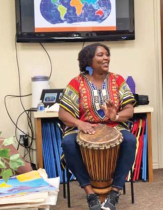 Elizabeth Kahura, an educator, storyteller and musician, shared music in her folk tales from Africa program at the Dublin Public Library Thursday, June 29. Submitted photo