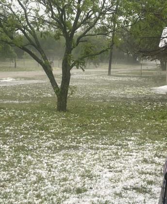 Hail plummels a residence on County Road 195 outside Dublin Wednesday, April 26 in a severe spring thunderstorm. The area has already seen an active storm season prior to the start of May, which is typically the worst month for storms. Caitlyn Bell | Courtesy photo
