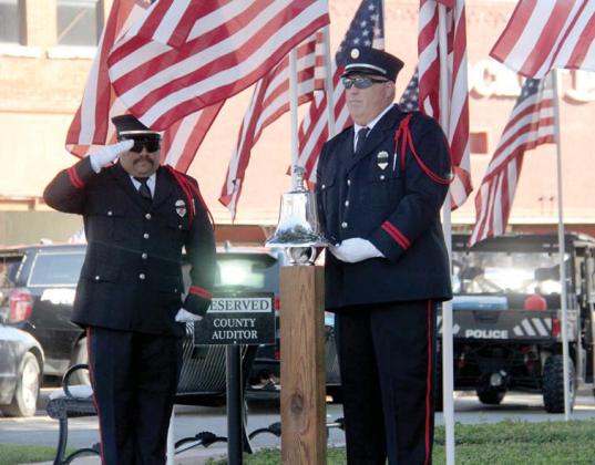 Members of area fire departments and police departments gathered at the Erath County Courthouse Wednesday, Sept. 11 for a Sept. 11, 2001 Patriots Day Memorial Ceremony hosted by the city of Stephenville and Erath County officials. For more photos see The Dublin Citizen Facebook page. Wyndi Veigel-Gaudette | Citizen staff photo