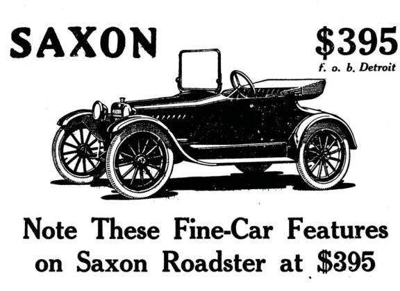 The Saxon car dealership was in the Cooper Building just south of the railroad tracks on Patrick Street. This newspaper ad was from October 1917. Submitted art