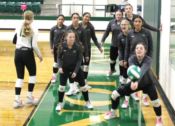 Dublin Lady Lions run drills before the final home game of the season against Comanche Friday, Oct. 20. Seniors were honored beforehand including (left, top to bottom) Madison Turley, Paige Wilson, Jaclyn Gibson and Chloey Rollins. Paul Gaudette | Citizen staff photos
