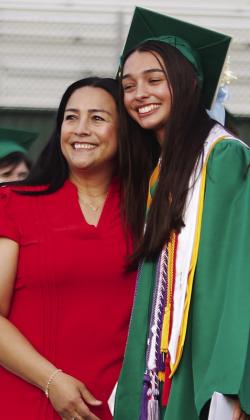 The 2026 Dublin High School graduation was even more special than usual for several administration and school board members as family members walked across Cervetto Field. In recognition, DISD superintendent Melissa Summers presented the diploma to son Hayden Milburn while boardmembers Ryan Mitchell and Anjelica Salyer handed the degrees to their respective children, Emma Mitchell and Olivia Salyer. Paul Gaudette | Citizen staff photo