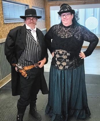 Dublin Renegades fast draw chapter founded by Richard and Jennifer Young (below, aka The Gentleman and Reaper Raine) hosted a quick fire event with Locked and Loaded Saturday, Jan. 18. Paul Gaudette | Citizen staff photo