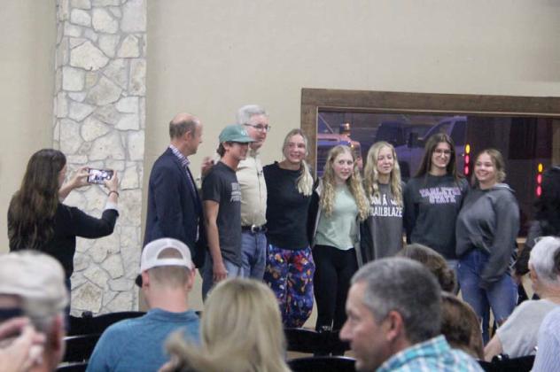 Tarleton State University students visit with Lt. Governor Dan Patrick while he is on a state-wide bus tour. Paul Gaudette | Citizen staff photo