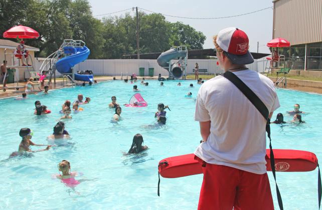 Lifeguards watched over pool goers at the Dairy Queen free swim day June 16, 2023. More than 180 guests took part in the free swim event.