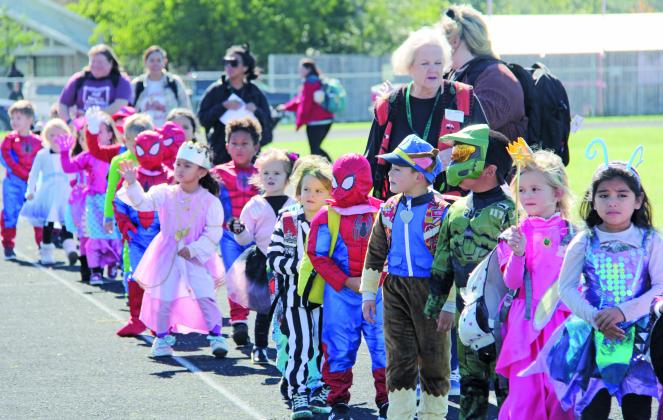 Dublin Elementary students, teachers and staff took to the Memorial Stadium track on Oct. 31, 2023, for the annual Spook Parade as it was invaded by a sea of Spider-Men, plenty of princesses and more. See next week’s Dublin Citizen for pictures of Halloween night events and the results of the costume contest sponsored by the Dublin Citizen and Dublin Chamber of Commerce.