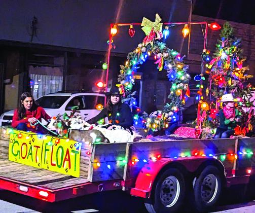 The Haby family had some interesting ‘reindeer’ dressed up on their goat float in the Dublin Chamber of Commerce’s Parade of Lights Dec. 2, 2023. The parade featured a wide variety of floats, bands and other participants to kick off the holiday season.