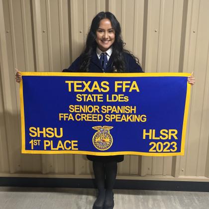 “She’s top of the top. There’s nobody higher than her.” These were the works Dublin FFA sponsor Derek Dunlap used to describe Vanessa Pantoja after the DHS junior took first place in Sr. Creed Speaking at the state Leadership and Development Event competition in December 2023.