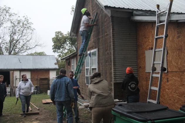 A second work day was  set for 432 N. Park for the community renovation project in insulating and installing new siding for the family who lives inside. More than two dozen volunteers responded to the first work day Nov. 4, 2023.