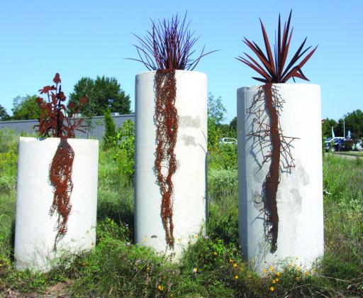 A root system display helps educate on how plants aid with flood control at The Ditch Water Discovery Center next to Middle Trinity Groundwater Conservation District on Wolfe Nursery Road in Stephenville.