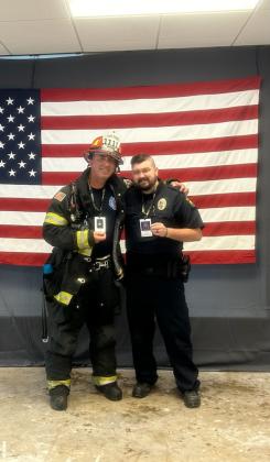 Dublin Police Officer Cody Cook and his father-in-law Aric Enciso, who is a Captain with Lake Cities FD, participated in this year’s Dallas 9/11 Stair Climb. They climbed 110 flights in honor of first responders who died in the 9/11 terrorist attack on the World Trade Centers in New York.