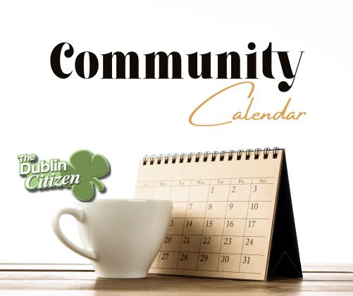 Community Calendar graphic with a calendar and a cup of coffee