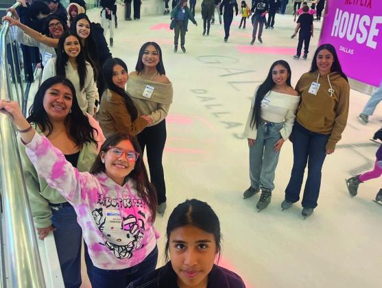Dandi-Lions learn to ice skate at the Galleria on a recent trip to dance alongside the CW33 float in the Dallas Christmas parade Saturday, Dec. 6. Courtesy photo