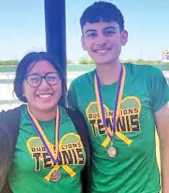 DHS tennis athletes Ryan DiCiccio and Madison Everett claimed third place at the Granbury meet We d n e s d a y, April 9 while Abigail Rojas and Joel Sanchez were awarded the consolation prize. Paul Gaudette | Citizen staff photo