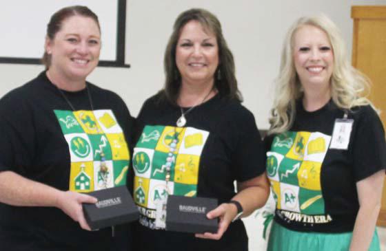 4th grade reading teachers Angie Balvantin and Rhonda Price were presented with Lion Heart awards for their students passing the reading STAAR test with a 90%. Principal Amanda Lisso presented them with the award. Wyndi Veigel-Gaudette | Citizen staff photo