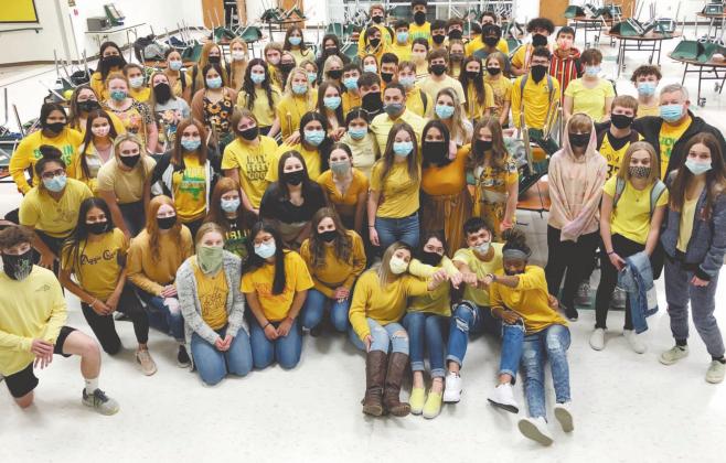 Dublin Secondary School students and staff sported yellow shirts on Jan. 19- showing support for DHS junior Mariah Jimenez by wearing her favorite color. Jimenez has been at a Fort Worth Hospital since getting in a single-vehicle accident on Jan. 16. Multiple fundraisers have been set up to support the family in their time of need, including a GoFundMe page, a t-shirt fundraiser and a BBQ meal set for 6 p.m. Friday at Dublin secondary during the home basketball games. | submitted photo