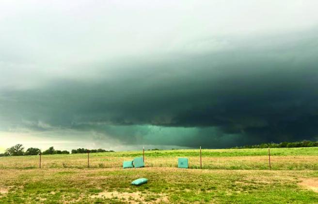 A green hail core shows in a severe cloud that impacted Dublin and the surrounding area Sunday, May 10. Christy Allen | Courtesy photo