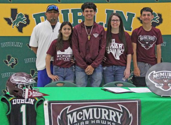 Dublin Lion Kaden Gaitan was joined by family, friends, teammates and classmates Friday, March 7 as he signed to play football for McMurry University in Abilene joining several other Lions who signed with the team. Paul Gaudette | Citizen staff photo