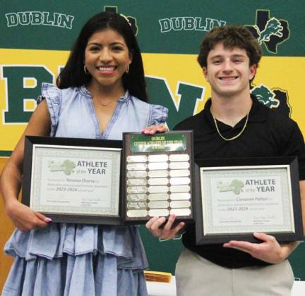 2024 Dublin Citizen Athletes of the Year Yesenia Osoria (also Outstanding Female Runner, Most Valuable Runner - Cross Country, High Point Female Runner - Track) &amp;amp; Cameron Patton (also Outstanding Lifter, Most Valuable Player - Baseball, Outstanding Runner - Track)