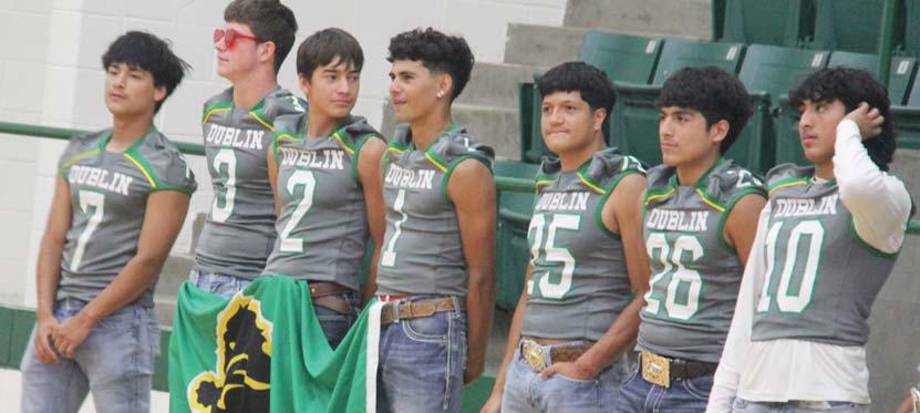Dublin Lions showed their spirit by displaying a flag through the Sept. 13 pep rally. Paul Gaudette | Citizen staff photo