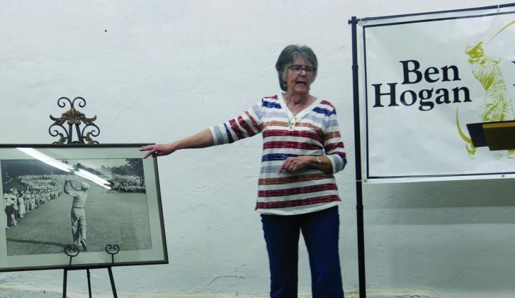 Ben Hogan Museum curator Karen Wright discusses Hogan’s comeback. Wright showcased the well-known photo from the 1950 U.S. Open, known as the ‘Miracle at Merion’ where Hogan won the event only 16 months after being involved in a near fatal car accident. Paul Gaudette | Citizen staff photo