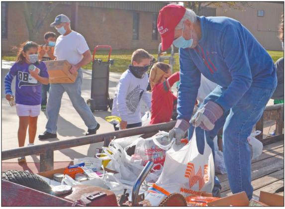 Dublin Elementary students helped load more than 1,000 boxed and canned items that they donated to the Dublin FUMC Food Pantry during the school’s annual food drive. Paul Gaudette | Citizen staff photo