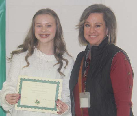 Extracurricular Scholar for December Elizabeth Reed (awarded for One Act Play). Presented by Pam Kasinger.