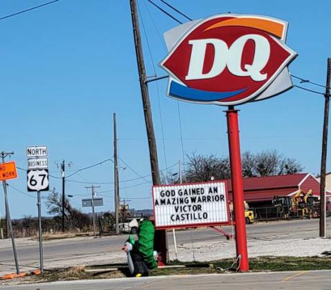 Dairy Queen put up a sign in honor of Victor Castillo, a beloved pastor in the community that passed away over New Years weekend. Wyndi Veigel-Gaudette | Citizen staff photo