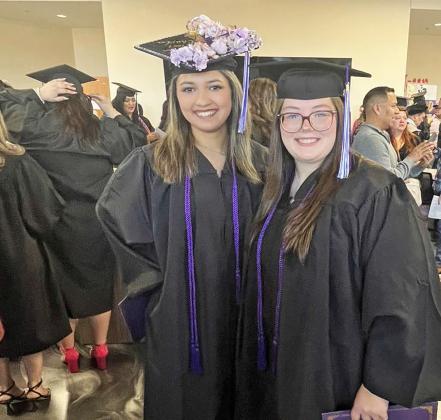 Ranger College commencement exercises were held Friday, Dec. 12. Dublin High School seniors Makayla Facio (left) and Morgan Keith (right) were among those receiving their Associate’s Degrees, in advance of their graduation from DHS in May 2026. | submitted photo