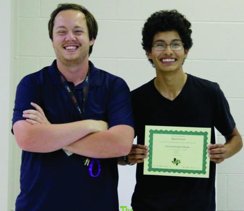 Extracurricular Scholar Miguel Corrales was presented extracurricular scholar for his involvement in band. Presented by Assistant Band Director Timothy Goff.