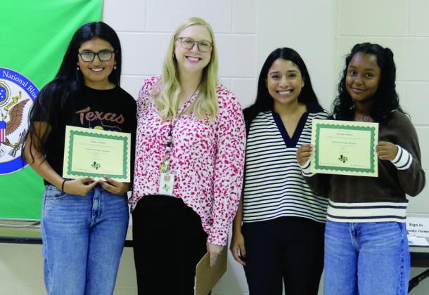Extracurricular Scholar Angela Martinez and Jocelynn Ramirez were awarded for their involvement in Dandi-Lions and Junior High Dance. They were awarded by Dandi-Lion sponsor Emily Ackard and assistant Alejandra Sanchez.