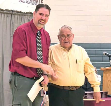 Masonic Lodge represented by member Stanley Anderson presented the annual Mirabeau B. Lamar awards recognizing educators at Lingleville and Dublin ISD. During the May 23 Lingleville Graduation, Anderson presented the award to LHS English teacher Jace Winnett (left). The Dublin certificate was presented to Dublin Intermediate teacher Clara Dower May 16 during the end of year teacher awards ceremony. Wyndi Veigel-Gaudette | Citizen staff photos