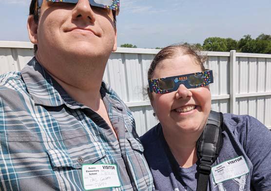 Paul and Wyndi quickly realize getting the perfect cellphone selfie with completely dark solar eclipse glasses isn’t as easy as it looks. It was a cool experience anyway. Paul Gaudette | Citizen staff photo
