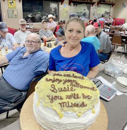 Susie Creech enjoyed a cake on her final day, Tuesday, Aug. 22, before retirement. She has been a server for 31 years in Dublin (first at Buckboard and the last 12 at Granny Clark’s). Regulars and customers alike stopped by with well wishes on her final work day. John J. Staud | Courtesy photo