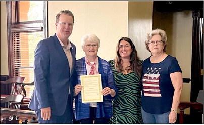 County Judge Brandon Huckabee presents representatives from the Daughters of the American Revolution a proclaimation for Constitution Week (Sept. 17-23) and urge all citizens to celebrate the Constitution. A display is in the courthouse atrium. Wyndi Veigel | Citizen staff photo