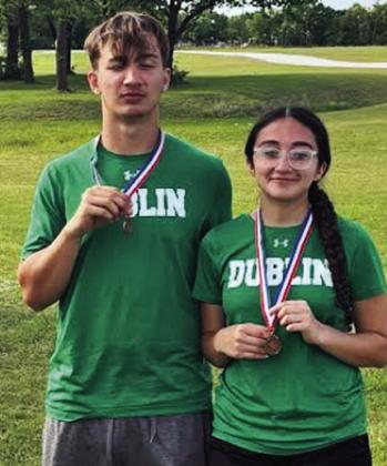 Dublin JV Tennis players took honors at district with Riley Kemp and Annabelle Delgado placing 3rd in Mixed Doubles and Izzy Cervantes and Rose Russell placing 2nd in girls doubles. | submitted photos