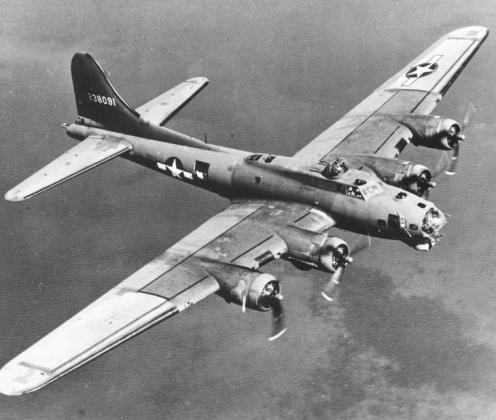 In World War II, the Norton Bomb Sight was developed as a way to help pilots with precision. Dublin High School graduate Noel Shoup was one pilot, flying the B-17, as pictured above to complete bombing runs. Courtesy photo