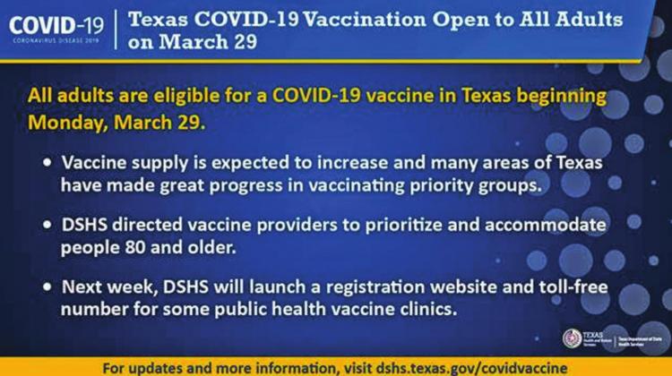 Vaccines open to all adults Monday