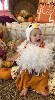 An adorable chicken (Sadie Pearl Hayhurst) received honorable mention and will receive a prize bag. Submitted photo
