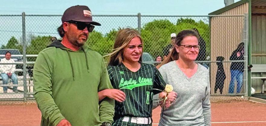 Senior Lady Lions honored in the final home game Tuesday, April 7 were Olivia Salyer, Cassidy Adair, Nomi Thompson, Yasmin Esparza and Kaylee Hayes. Danielle Meador | Citizen staff photo