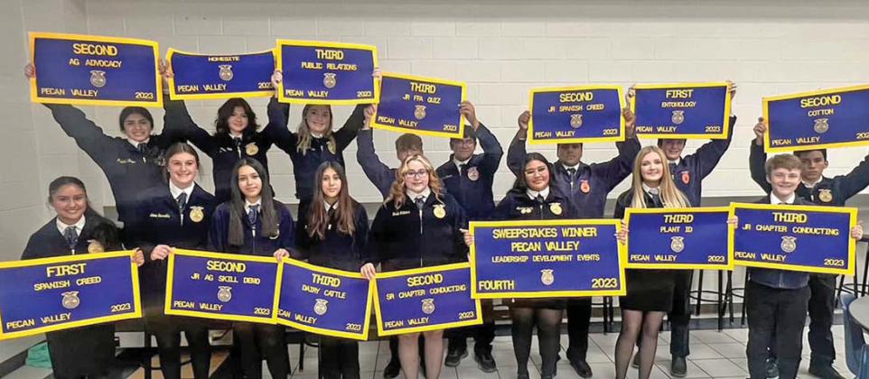 On Dec. 11, the Dublin FFA celebrated 2023 with our end-of-the-year Pecan Valley District Banquet.Dublin members were recognized in their achievements in Leadership Development, Career Development, Scholarship, and obtaining the Lone Star Degree. They placed 4th in District Leadership Sweepstakes for their accomplishments. Dublin District Officer Frida Villicana also helped emcee parts of the awards program. Paul Gaudette | Citizen staff photo