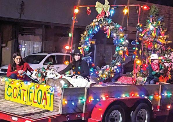 Paul Gaudette | Citizen staff photo The Haby family has some interesting ‘reindeer’ dressed up on their goat float in the Dublin Chamber of Commerce’s Parade of Lights Saturday, Dec. 2. The parade featured a wide variety of floats, bands and other participants to kick off the holiday season. For more parade photos see the Dublin Citizen Facebook page.