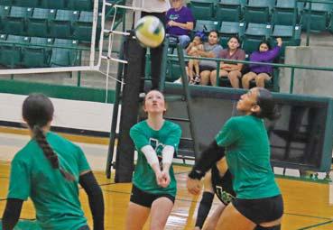 The Dublin Lady Lions volleyball girls line up to return hits from head volleyball coach Hannah Smith before their scrimmage Friday, Aug. 8. The Lady Lions battled Hico as they took to the home court for the first time this season, trading volleys with the visitors. They return to the gym Friday, Aug. 15 to take on Lingleville at 5p.m. Paul Gaudette | Citizen staff photos