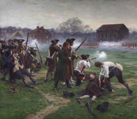 Paul Revere’s midnight ride was to warn those in Lexington that the British Troops were on the way. This painting is of the battle at Lexington Green that marked the beginning of the Revolutionary War. The gun fire would later be referred to as the “shots heard around the world” as a new nation would eventually emerge. Submitted photo