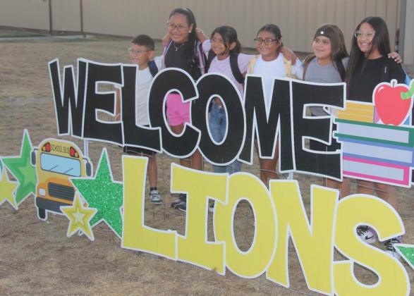 A group of friends take a first day of school photo in front of the Dublin Elementary and Intermediate School Thursday, Aug. 8. For more first day photos see the Dublin Citizen Facebook page. Wyndi Veigel-Gaudette | Citizen staff photo